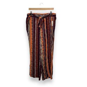 NWT LILI Sport Women‎ Striped Wide Leg Pants Black/Orange Size 1X Vacation Party